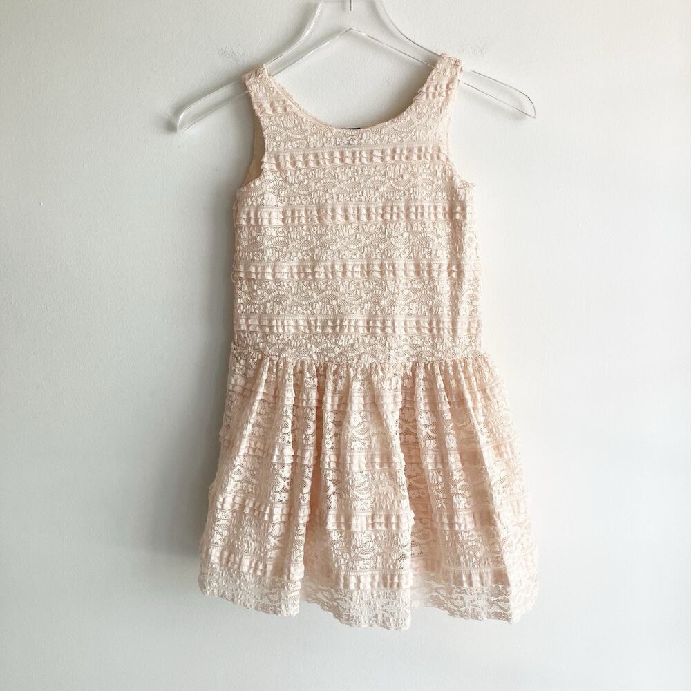 PLS READ Gap Kids Small 6-7 Lace Dress Sleeveless Cream Peach Spring Dressy Gap